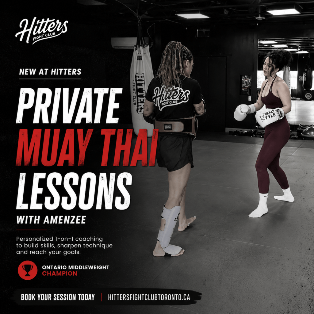 Amenzee coaching a private Muay Thai lesson at Hitters Fight Club Toronto.